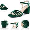 imageAllegra K Womens Square Toe Slingback Chunky Heels Velvet SandalsGreen