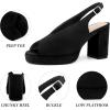 imageAllegra K Womens Square Toe Slingback Platform Heels Chunky Heel SandalsBlack