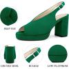imageAllegra K Womens Square Toe Slingback Platform Heels Chunky Heel SandalsGreen