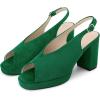 imageAllegra K Womens Square Toe Slingback Platform Heels Chunky Heel SandalsGreen