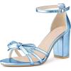 imageAllegra K Womens Bow Decor Ankle Strap Block Heels SandalsBlue
