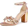 imageAllegra K Womens Bow Decor Ankle Strap Block Heels SandalsRose Gold