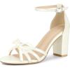 imageAllegra K Womens Bow Decor Ankle Strap Block Heels SandalsWhite