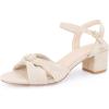 imageAllegra K Womens Bow Knot Chunky Heel Slingback Strap SandalsBeige