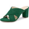 imageAllegra K Womens Crisscross Strap Block Heel Slide Green Sandals 75 m US