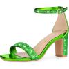imageAllegra K Womens Glitter Ankle Strap Chunky Heeled Bright Green Sandals 75 m US