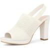 imageAllegra K Womens Peep Toe Platform Slingback Knit Chunky Heels SandalsCream