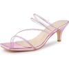 imageAllegra K Womens Rhinestone Strappy Kitten Heel Slide Heels SandalsPink