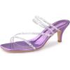 imageAllegra K Womens Rhinestone Strappy Kitten Heel Slide Heels SandalsPurple