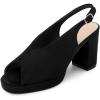 imageAllegra K Womens Square Toe Slingback Platform Heels Chunky Heel SandalsBlack