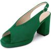 imageAllegra K Womens Square Toe Slingback Platform Heels Chunky Heel SandalsGreen