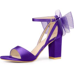 imageAllegra K Womens Bow Shoes Open Toe Chunky Heel SandalsGrape Purple