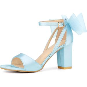 imageAllegra K Womens Bow Shoes Open Toe Chunky Heel SandalsLight Blue