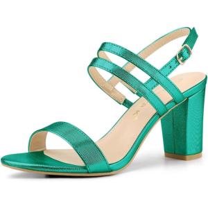imageAllegra K Womens Slingback Block Heel Ankle Strap SandalsGreen