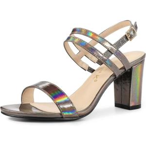 imageAllegra K Womens Slingback Block Heel Ankle Strap SandalsGunmetal