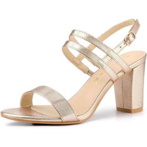 imageAllegra K Womens Slingback Block Heel Ankle Strap SandalsRose Gold