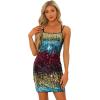 imageAllegra K Sequin Bodycon Mini Dress for Womens Spaghetti Straps Laceup Party Club Sparkle Glitter DressBlue Red Gold