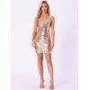 imageAllegra K Sequin Bodycon Mini Dress for Womens Spaghetti Straps Laceup Party Club Sparkle Glitter DressRose Gold