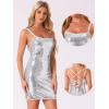 imageAllegra K Sequin Bodycon Mini Dress for Womens Spaghetti Straps Laceup Party Club Sparkle Glitter DressSilver