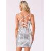 imageAllegra K Sequin Bodycon Mini Dress for Womens Spaghetti Straps Laceup Party Club Sparkle Glitter DressSilver