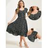 imageAllegra K Summer Dresses for Womens 2024 Square Collar Short Sleeve Floral Boho Beach Casual Midi DressBlack