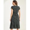 imageAllegra K Summer Dresses for Womens 2024 Square Collar Short Sleeve Floral Boho Beach Casual Midi DressBlack