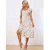 imageAllegra K Summer Dresses for Womens 2024 Square Collar Short Sleeve Floral Boho Beach Casual Midi DressFloral Pink Purple