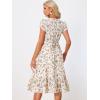 imageAllegra K Summer Dresses for Womens 2024 Square Collar Short Sleeve Floral Boho Beach Casual Midi DressFloral Pink Purple