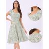 imageAllegra K Summer Dresses for Womens 2024 Square Collar Short Sleeve Floral Boho Beach Casual Midi DressGreen