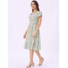 imageAllegra K Summer Dresses for Womens 2024 Square Collar Short Sleeve Floral Boho Beach Casual Midi DressGreen