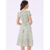 imageAllegra K Summer Dresses for Womens 2024 Square Collar Short Sleeve Floral Boho Beach Casual Midi DressGreen