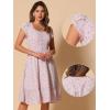 imageAllegra K Summer Dresses for Womens 2024 Square Collar Short Sleeve Floral Boho Beach Casual Midi DressPink