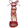 imageAllegra K Women Crisscross Front Block Heeled Lace Up Red Sandals  75 M US