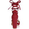 imageAllegra K Women Crisscross Front Block Heeled Lace Up Red Sandals  75 M US