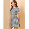 imageAllegra K Women Gingham Dress Summer Short Sleeve Crew Neck Lace Panel Plaid Mini Dresses Halloween Dorothy CostumeBlack