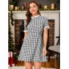 imageAllegra K Women Gingham Dress Summer Short Sleeve Crew Neck Lace Panel Plaid Mini Dresses Halloween Dorothy CostumeBlack