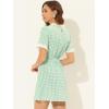 imageAllegra K Women Gingham Dress Summer Short Sleeve Crew Neck Lace Panel Plaid Mini Dresses Halloween Dorothy CostumeGreen