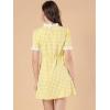 imageAllegra K Women Gingham Dress Summer Short Sleeve Crew Neck Lace Panel Plaid Mini Dresses Halloween Dorothy CostumeYellow