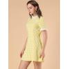 imageAllegra K Women Gingham Dress Summer Short Sleeve Crew Neck Lace Panel Plaid Mini Dresses Halloween Dorothy CostumeYellow