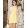 imageAllegra K Women Gingham Dress Summer Short Sleeve Crew Neck Lace Panel Plaid Mini Dresses Halloween Dorothy CostumeYellow