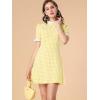 imageAllegra K Women Gingham Dress Summer Short Sleeve Crew Neck Lace Panel Plaid Mini Dresses Halloween Dorothy CostumeYellow