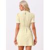 imageAllegra K Women Gingham Dress Summer Short Sleeve Crew Neck Lace Panel Plaid Mini Dresses Halloween Dorothy CostumeYellow White