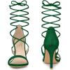 imageAllegra K Women Open Toe Stiletto High Heel LaceUp Dark Green Sandals  9 m US