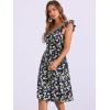 imageAllegra K Womens Floral Dresses Casual Square Neck Ruffle Cap Sleeve ALine Midi DressBlue