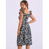 imageAllegra K Womens Floral Dresses Casual Square Neck Ruffle Cap Sleeve ALine Midi DressBlue