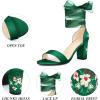 imageAllegra K Womens Floral Heels Satin Lace Up Chunky Heel SandalsDark Green