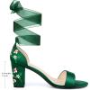 imageAllegra K Womens Floral Heels Satin Lace Up Chunky Heel SandalsDark Green