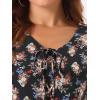 imageAllegra K Womens Floral Printed Spring Summer Flare Short Sleeve Laceup V Neck Chiffon DressBlack B