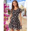 imageAllegra K Womens Floral Printed Spring Summer Flare Short Sleeve Laceup V Neck Chiffon DressBlack B