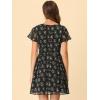 imageAllegra K Womens Floral Printed Spring Summer Flare Short Sleeve Laceup V Neck Chiffon DressBlack Floral